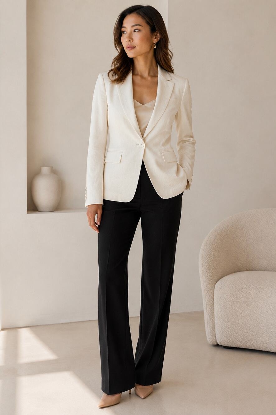 FRAME Bone White Linen Cotton One Button Blazer Jacket Size 2